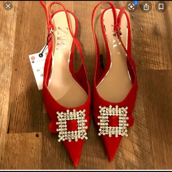 zara red slingbacks